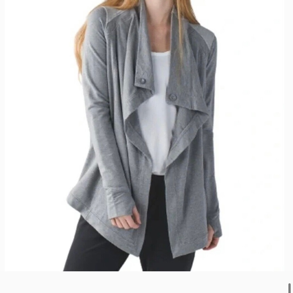 Lulu Lemon Women’s Grey Sweater Jacket Button Size 10